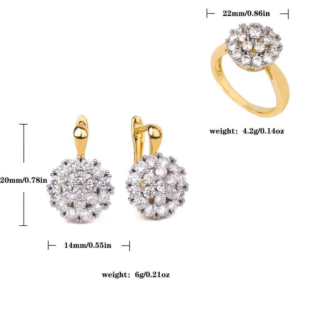 18K Gold Plated CZ Earrings & Ring Set